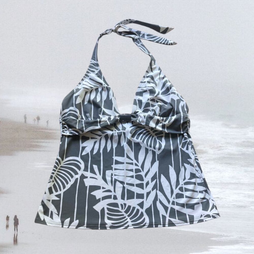 Calvin Klein Grey and White Patterned Swim Tankini Top (Also selling Navy/White)